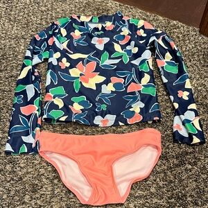 Carter's Navy and Coral Floral Kids Rashguard Set